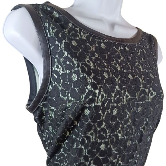 NWT Speechless Mint Lined Lace Skater Dress Sz 9 Leather Trim Floral Overlay 35” - Picture 3 of 9